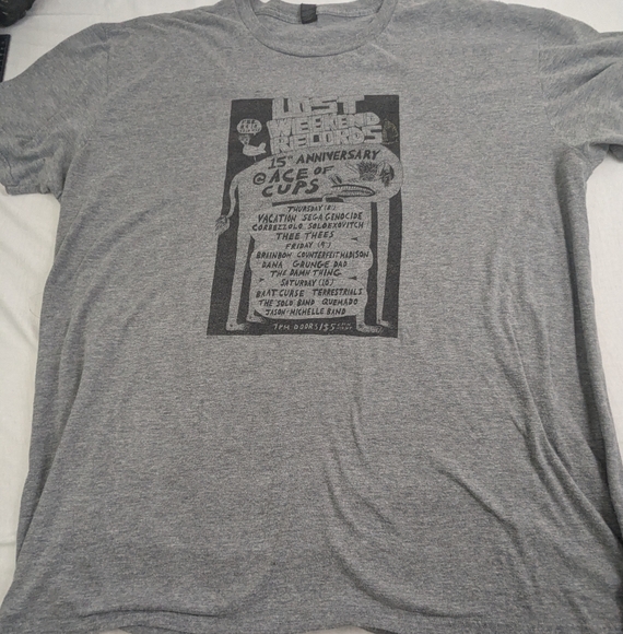 Lost Weekend Records 15th Anniversary Grey Concert Tee Shirt Lineup on Front 2X - Picture 2 of 6